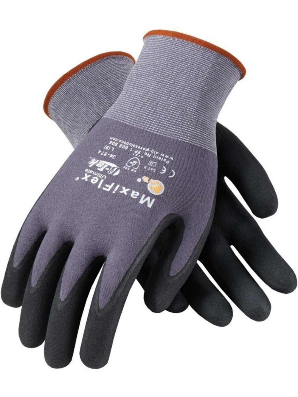 MaxiFlex Seamless Knit Gloves - Nitrile Coated Grip, XL Size, 12-Pack